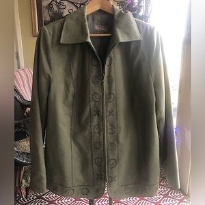 TANJAY Vintage Suede-like Zip Blazer Jacket